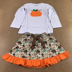 Unique Baby Toddler Girl Size 5T Pumpkin 2 Piece Long Sleeve Skirt Set NWT